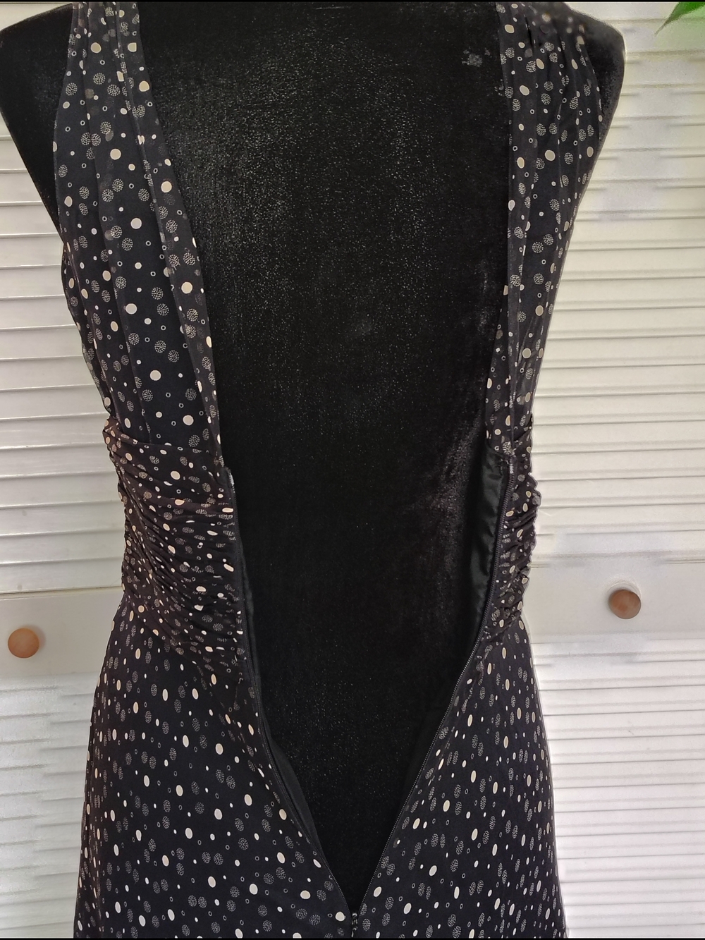 White House Black Market Black Polka Dot Silk Midi Dress Size 2 – Like New - Picture 11 of 16
